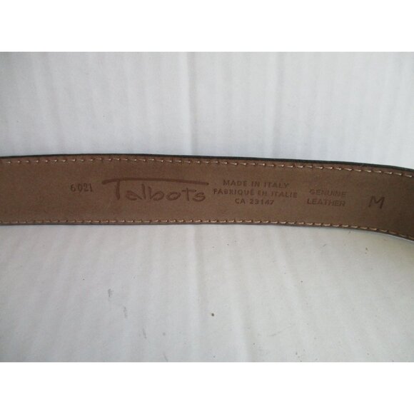 *Talbots Black Leather Croc Belt Patent Embossed Leaf Punch Buckle - Picture 3 of 7